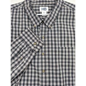HB Plaid Button Down Shirt Mens 5XLT Long Sleeve Big Tall Workwear